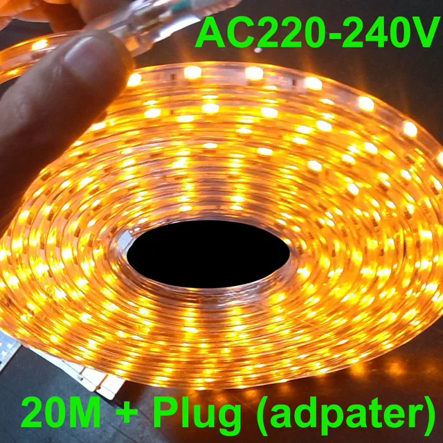 Led Rope Light 20m Strip 220v Ac220v 230v 240vsmd 5050smd Led Rope Light 20m Strip 220v Ac220v 230v 240vsmd 5050smd Plug Warm White Cool 60leds M Waterproof