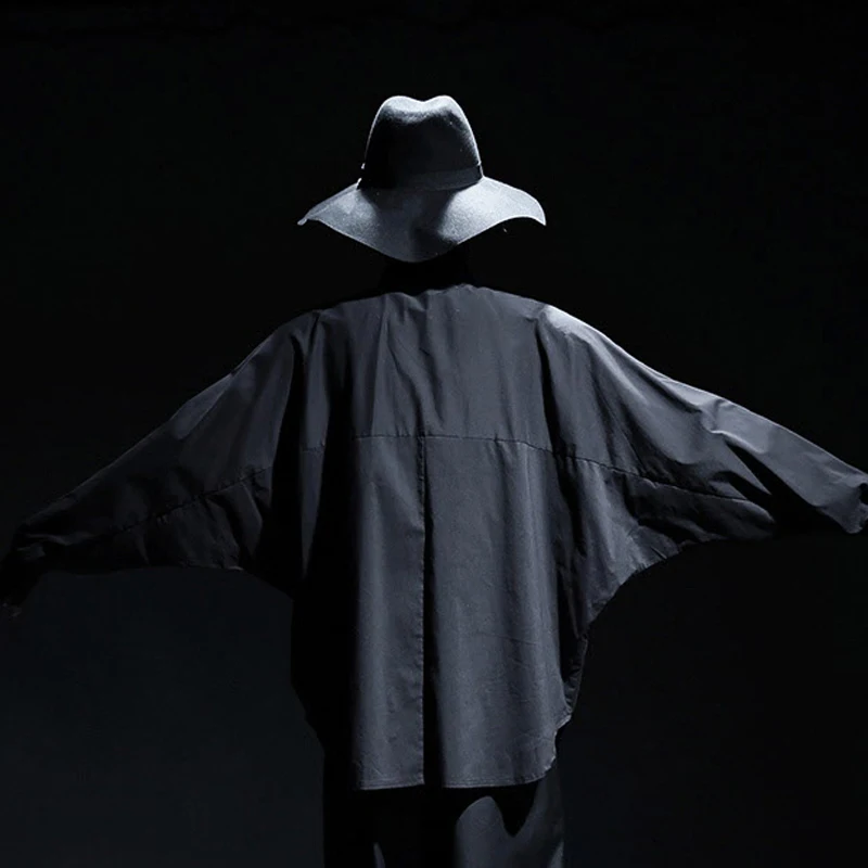 M~ 4XL! Мужская одежда рубашка с оборками Мужская индивидуальная Свободная рубашка с рукавами «летучая мышь» с длинным рукавом костюм певицы