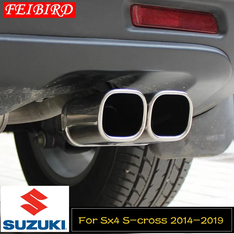 Für Suzuki Sx4 S kreuz 2014 2015 2016 2017 2018 2019 Heckklappe Auspuff Endrohr Dekoration Abdeckung trim-in Chrom-Styling aus Kraftfahrzeuge und Motorräder bei