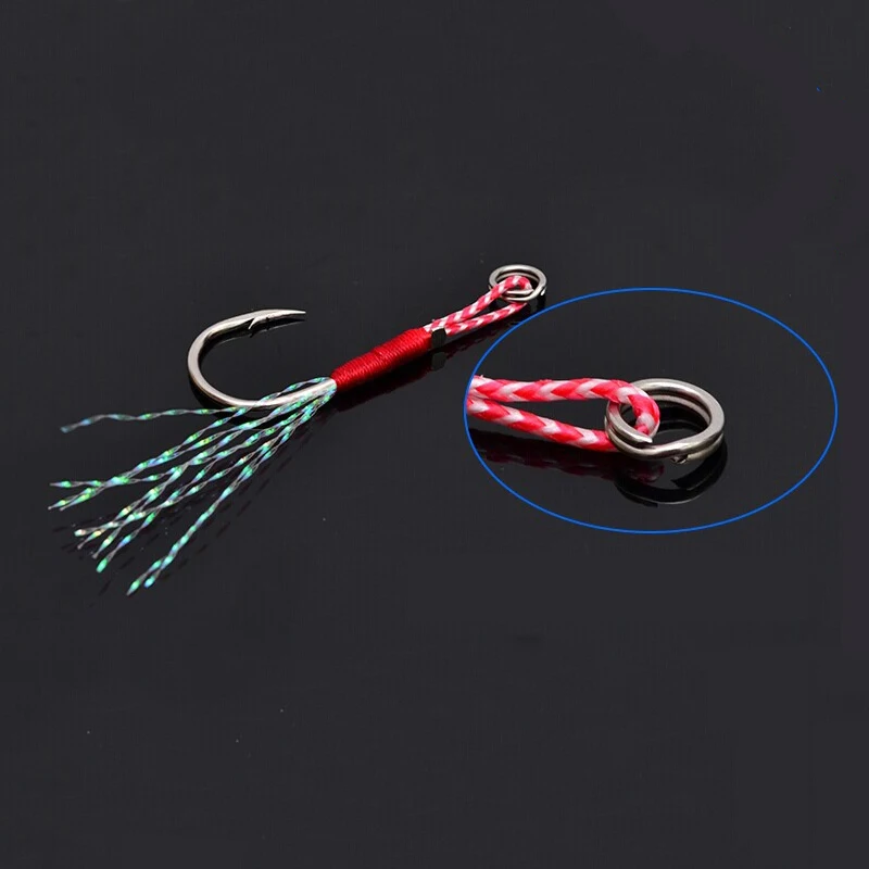 10pcs Gamakatsu fishing hook assist hooks Stainless steel jigging boat jig fish feather rope metal overweight accessory strong