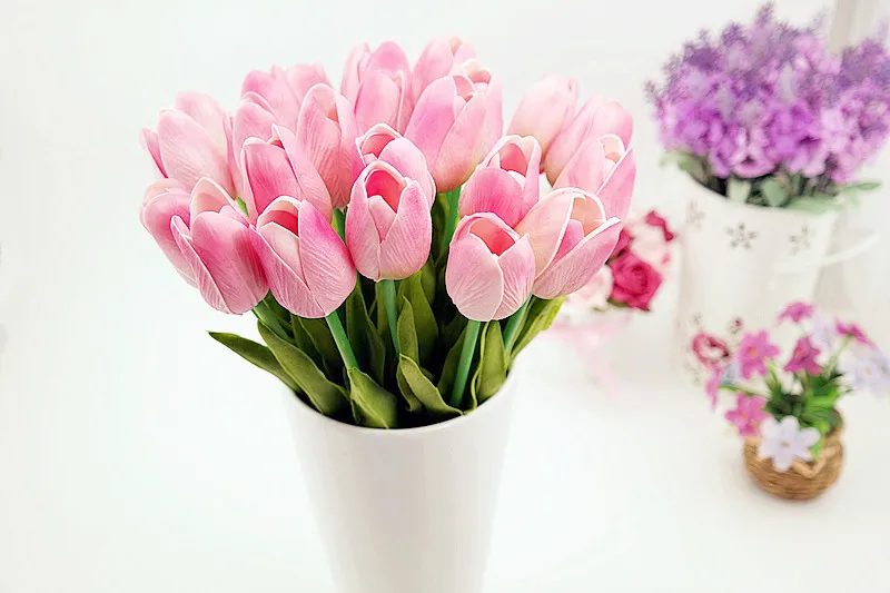 Floace 25 шт./лот ПУ Искусственные цветы тюльпаны для дома Свадебные Декоративные цветы украшение дома цветок 9 цветов(без вазы