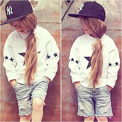 

Kids Baby Girls Outfits Clothes Long Sleeve Shirts+Short Denim Pants 2PCS Set