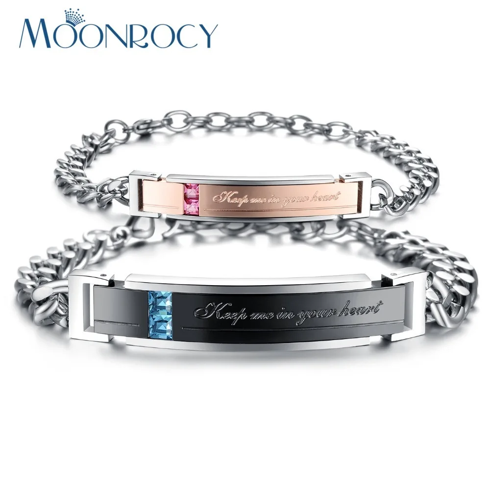 MOONROCY Titanium Steel Bangle Bracelet Party Jewelry True Love Words Fadeless Couple Gift | Украшения и аксессуары