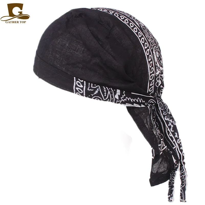 Крутая Кепка унисекс из хлопка с черепами Байкерская узором пейсли durag do rag