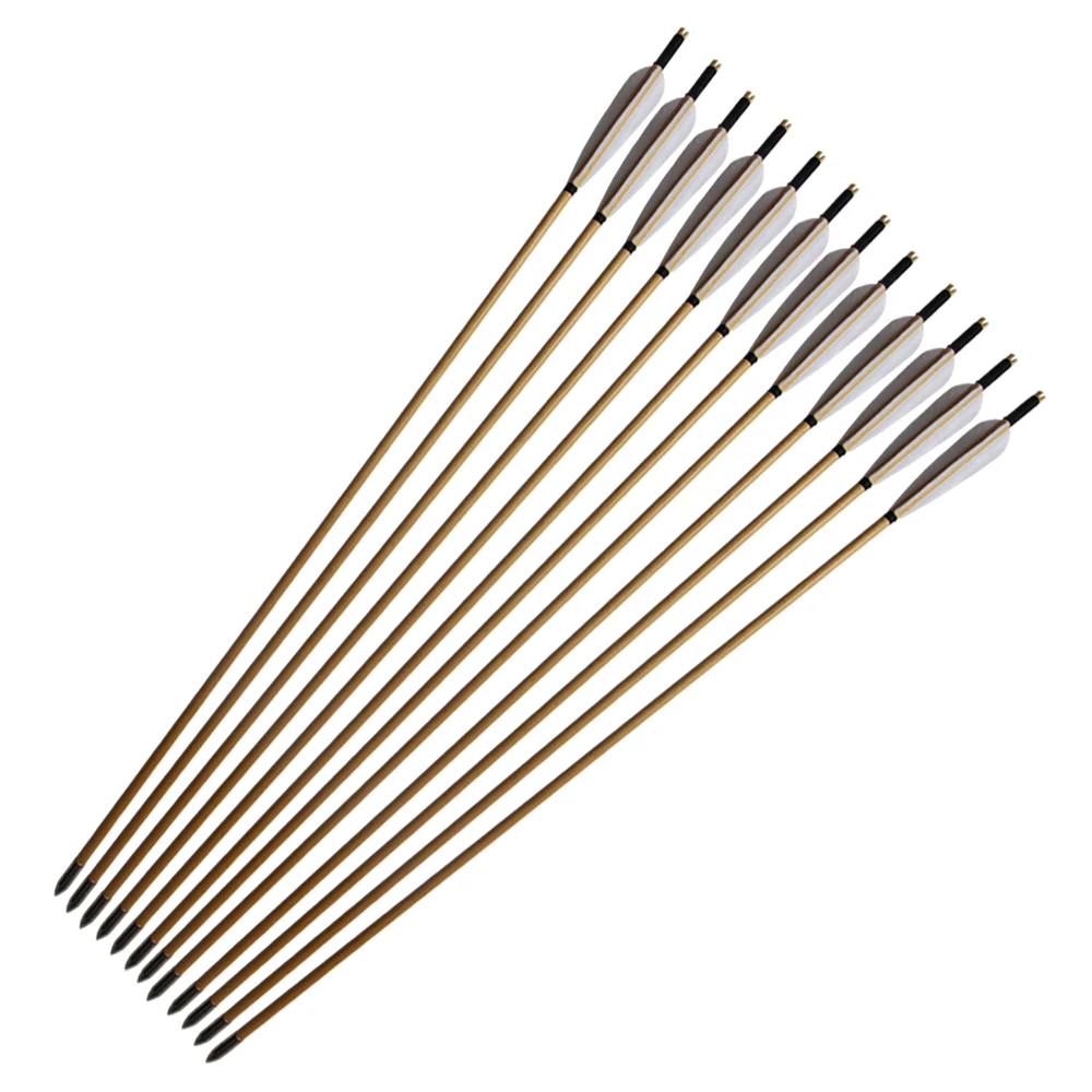 ФОТО 12pcs Wooden Arrows Handmade Turkey Feather Traditional  Arrow Recurve Bow Archery Hunting Shooting