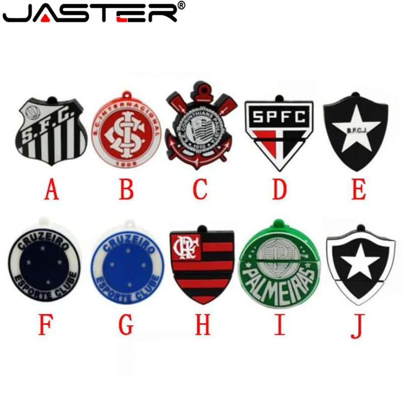 

JASTER hot fashion creative Football team logo real capacity USB flash drive 2.0 4GB / 8GB / 16GB / 32GB / 64GB memory stick