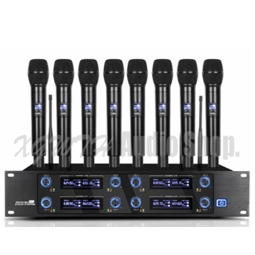 

Xgwth UHF 8 Channels Handheld Wireless Microphone System Cordless Mic Professional for Karaoke Singing Party Club School