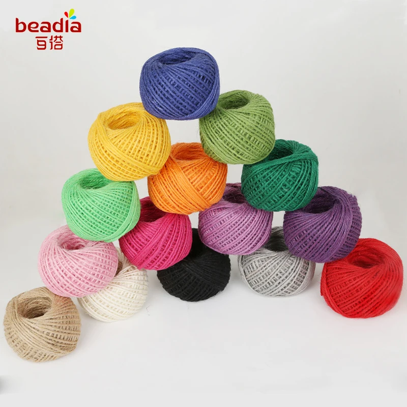 Fashion Dia 2mm 50M/Roll burlap Rope Natural Jute Twine Burlap String Hemp Rope Wedding Gift Wrapping Cords Thread Mix 17 Colors