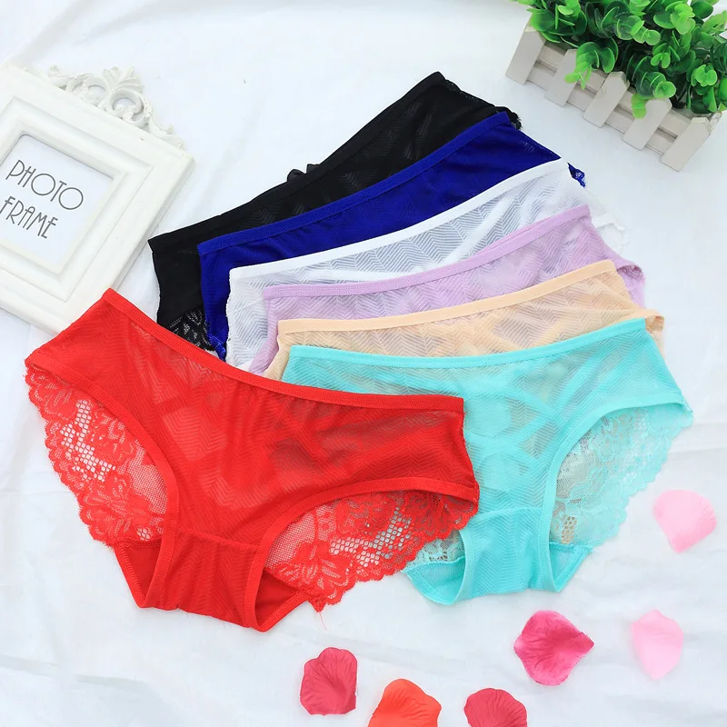 

Sexy Panties for Women Lace Transparent Undies Hollow Out Underpants Seamless Briefs Female Lingerie dropshipping 2018 black red