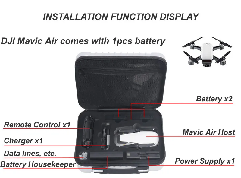 Жесткий Чехол чемодан для DJI Mavic Air водонепроницаемый полный набор аксессуаров Корпус пульт дистанционного управления сумка для хранения для RC квадрокоптера