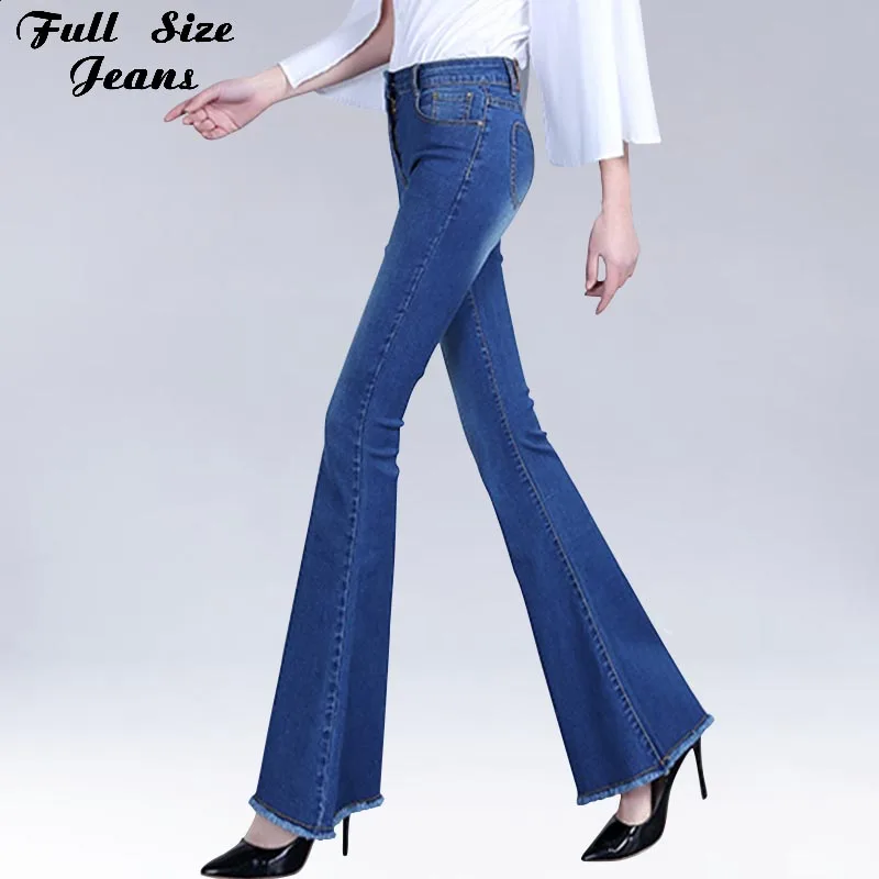 

Autumn Heart Pocket Slim Fit Flare Jeans Women Stretch Skinny Light Blue Jean Bell-Bottom Pants Denim Trousers