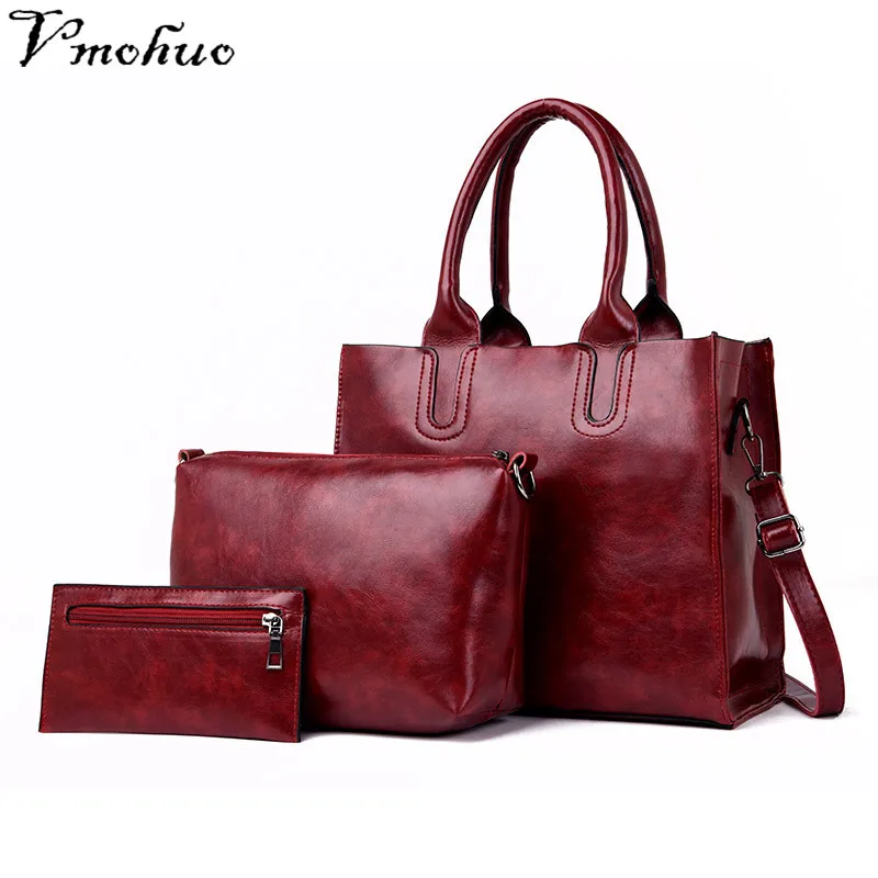 

VMOHUO 3pcs Women Handbag Set Women Leather Shoulder Bags Famous Brand Designer Women Messenger Bags Ladies Casual Tote Bags