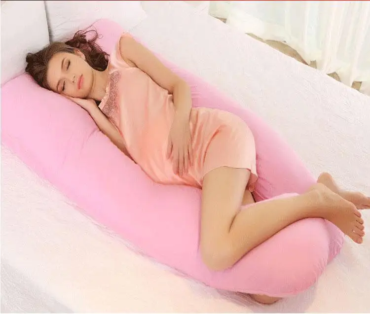 Многофункциональная Подушка для беременных позиционная Подушка для кормления хлопковая Подушка для беременных u-образная поддержка талии защита - Цвет: Розовый