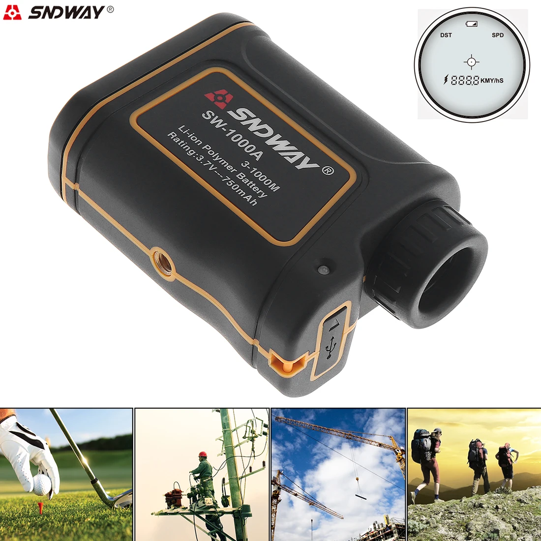 

SW-1000A Handheld Multi-function Laser Ranging telescope with Li-ion Polymeter Battery and Portable Bag for Electrical Equipmen