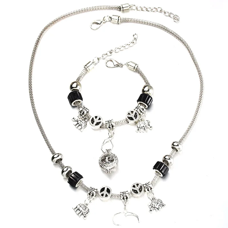 6 Colors Elephant Necklace Bracelet Set Bead Hollow Chain Beaded With Hook DIY Pendant Jewelry 053 | Украшения и аксессуары