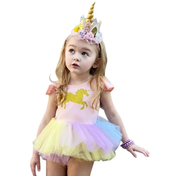 

Rorychen Baby Girls Kids Colorful Princess Dresses Sleeveless Backless Party Wedding Rainbow Tutu Dresses Tulle Clothes 6-24M