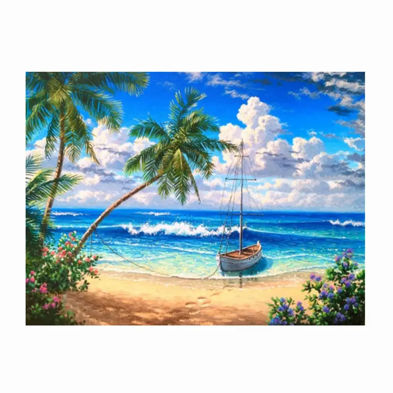 Diy 3d Diamond Painting Mosaic The Sea boat Cross Stitch Decorative Full Embroidery Art Gifts Christmas | Дом и сад