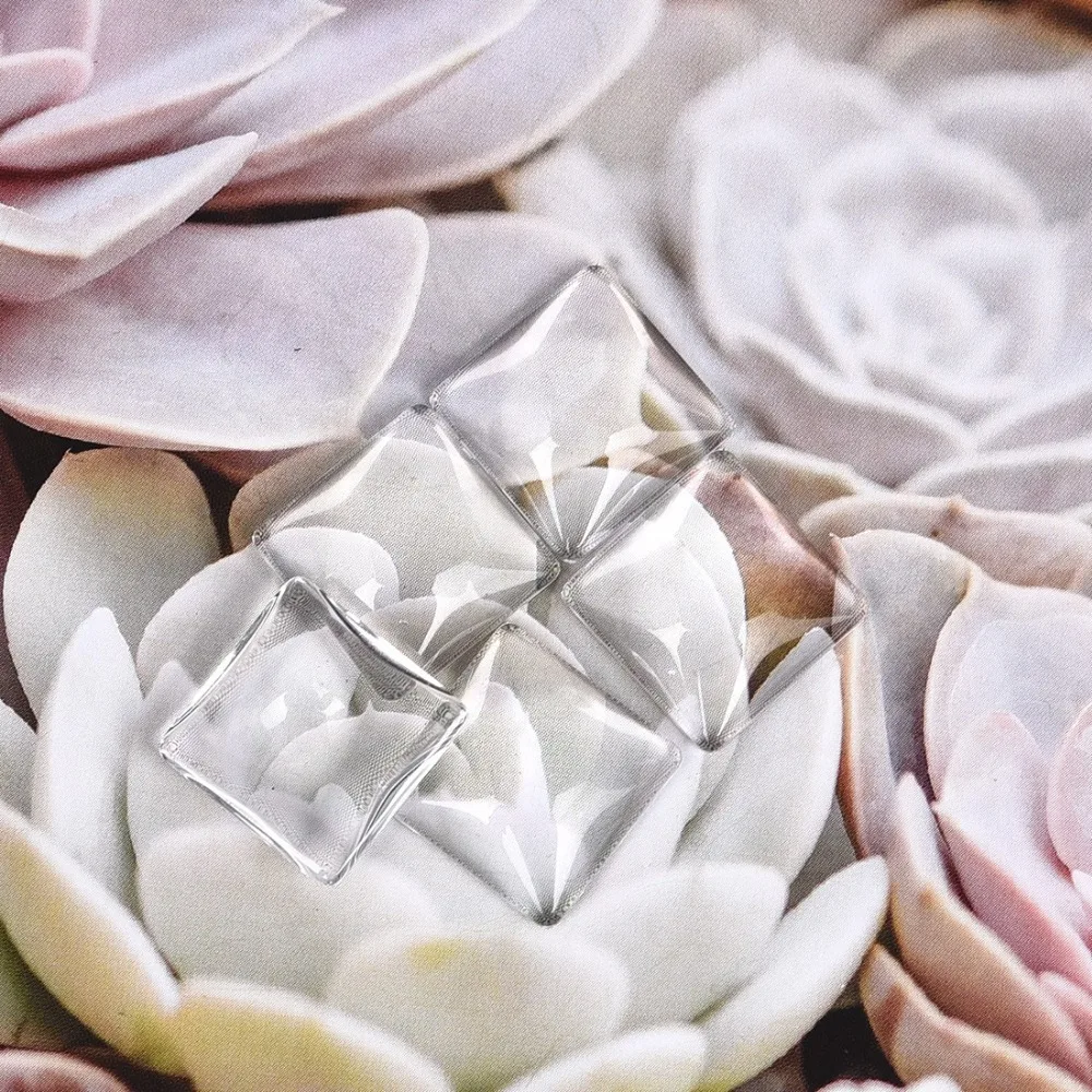 15mm Square Cabochons Transparent Glass Clear Flat Back (2)