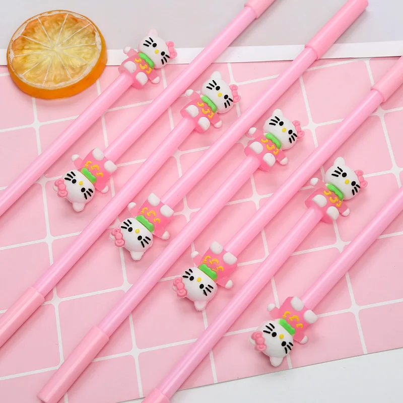 

2 pcs/lot Kitty Gel Pen Cartoon 0.5 mm black ink Signature pens for writing office school supplies stationery gift