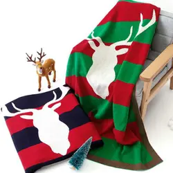 Детское одеяло с рождественским оленем для новорожденных, шерстяное покрывало на диван, пеленка, прогулочная коляска, одеяло