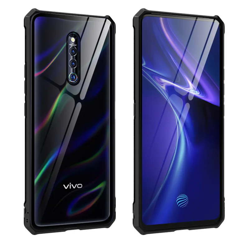 ДЛЯ VIVO X27 Pro Чехол X27Pro бампер металлическая алюминиевая рамка крышка с закаленным стеклом задняя крышка чехол для Vivo X27 Pro стеклянный чехол - Цвет: black
