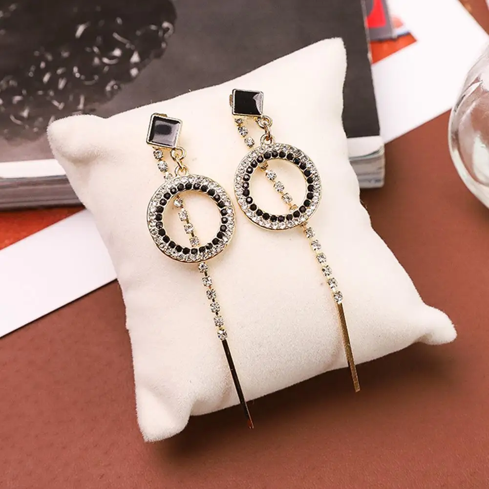 

Fashion Hollow Circle Long Dangle Pendant Rhinestone Drop Earrings Jewelry Gift new