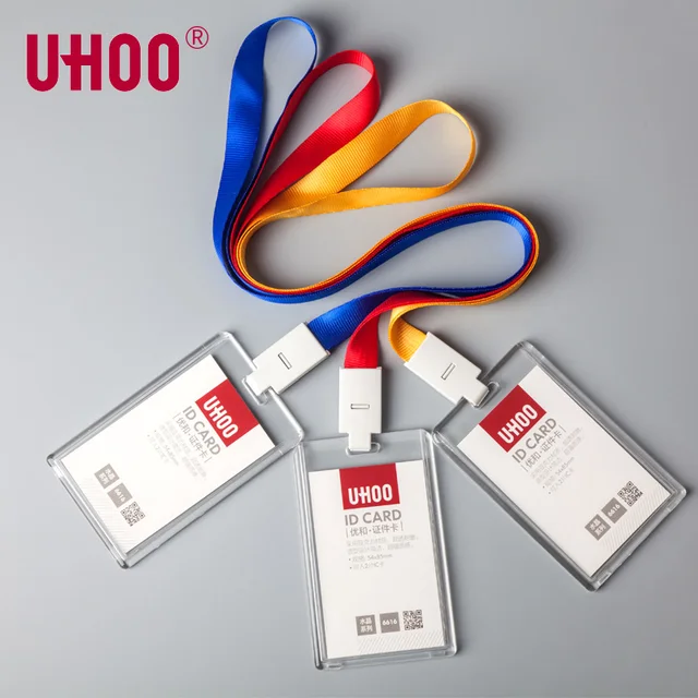 uhoo 6616 acrylic vertical card holder with lanyard business id card