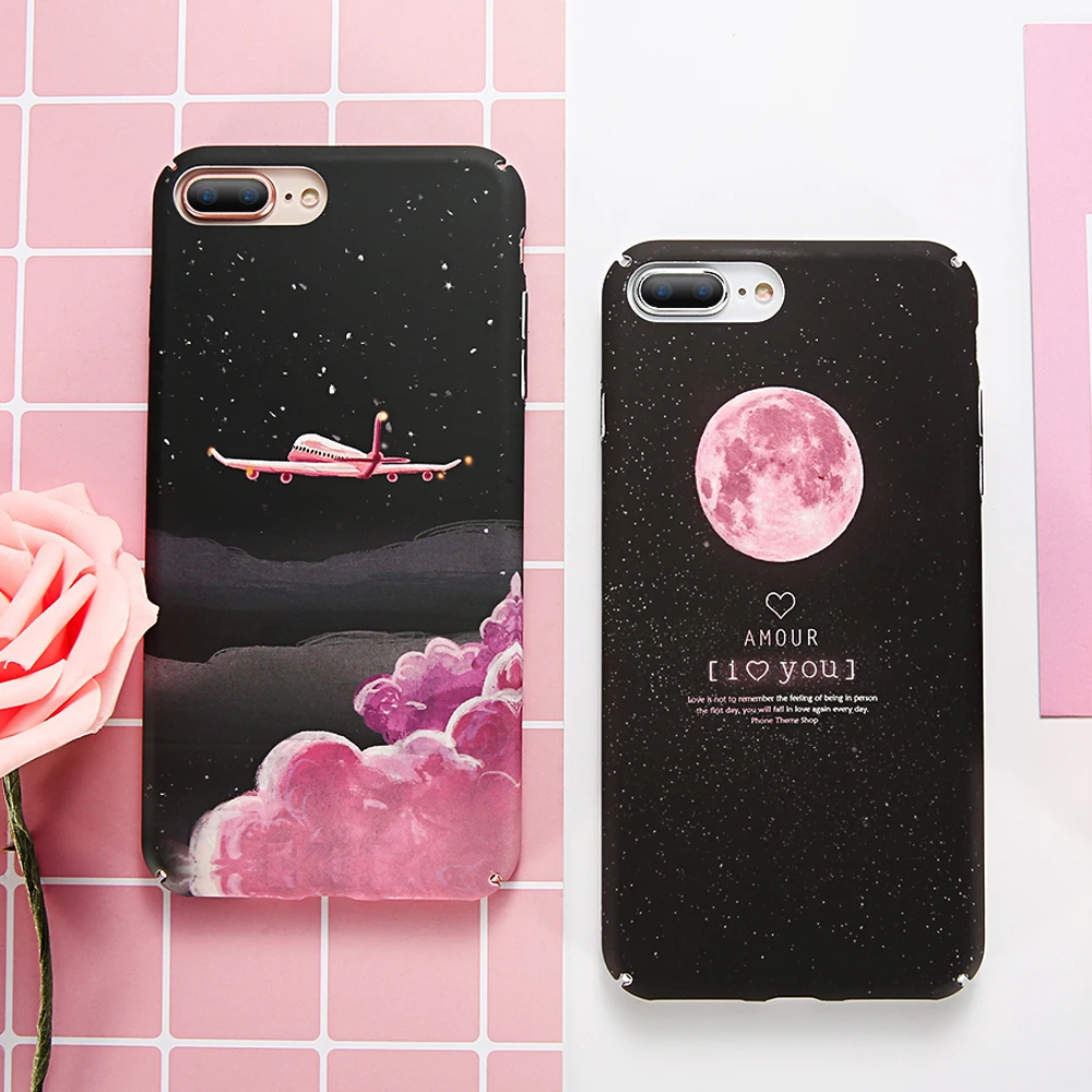 Жесткий чехол для телефона DOEES iPhone 5 5S SE 6 S 7 Plus X с милым рисунком Луны девочек