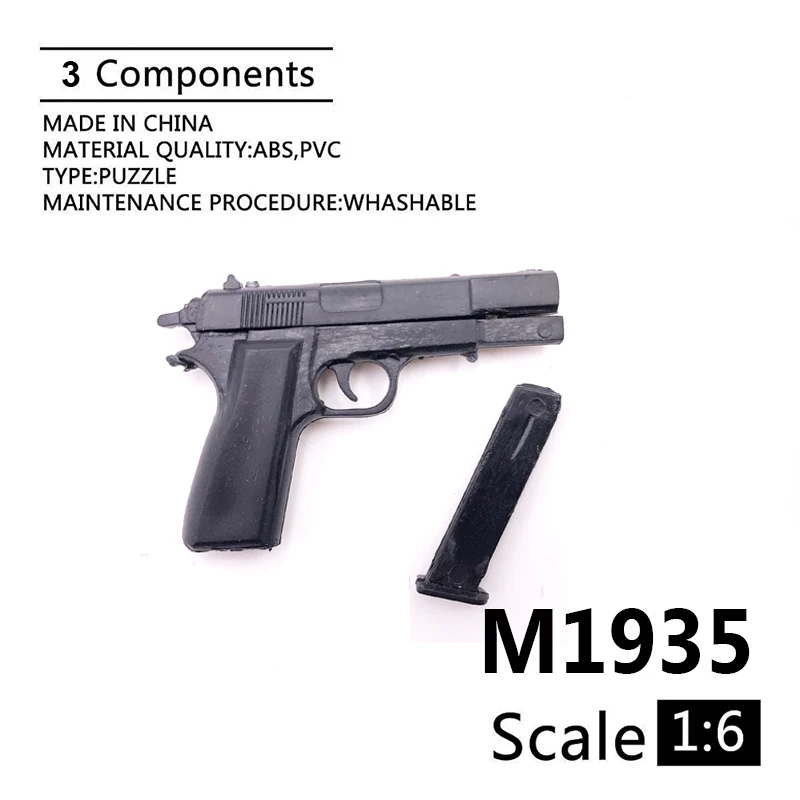 

1:6 M1935 Gun Model 4D Assemble Model For 12" Action Figure Plastic Black Soldier Weapon Accessory Toy