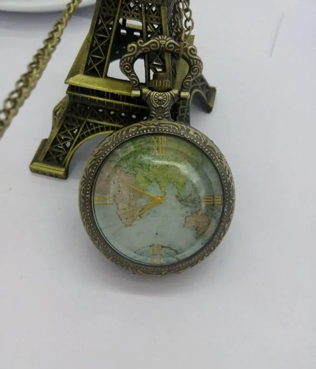 vintage Transparente Tampa de vidro relógio de bolso Colar relógios PO880