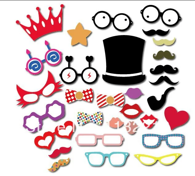 

31 pcs Xmas Halloween Photography Photo Booth Props Mustache Glasses Hat Lip On a Stick For Wedding Children Party Funny Mask