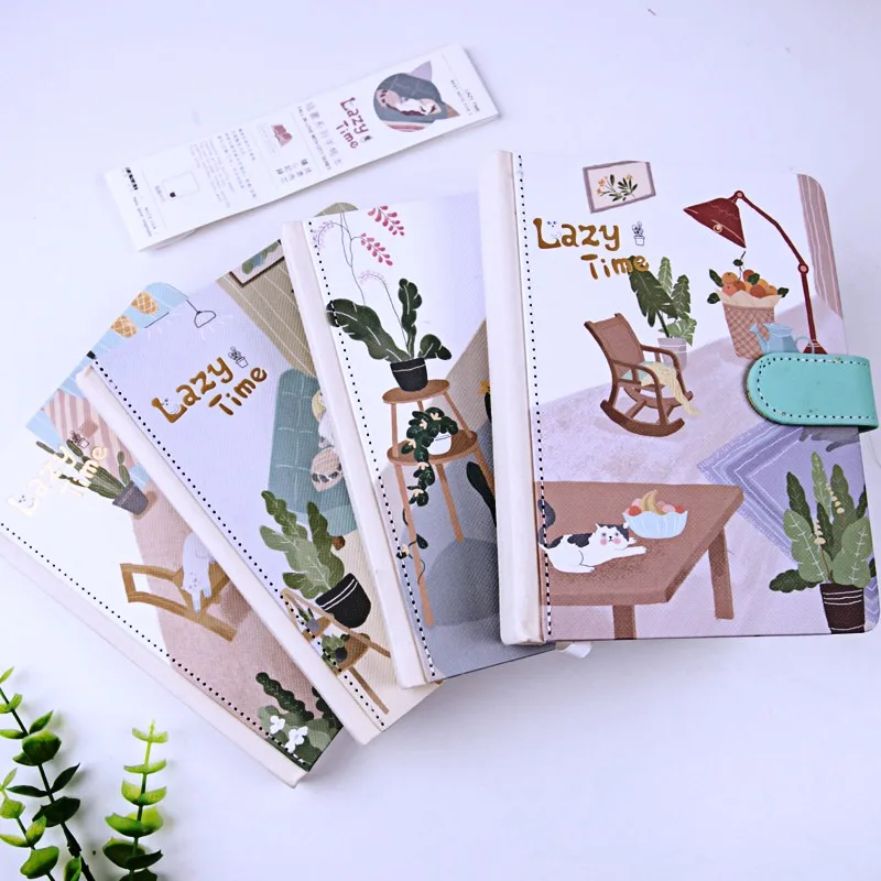 

"Lazy Time" Hard Cover Journal Diary Cute Cat Study Notebook Lined Grid Notepad Beautiful Stationery Gift