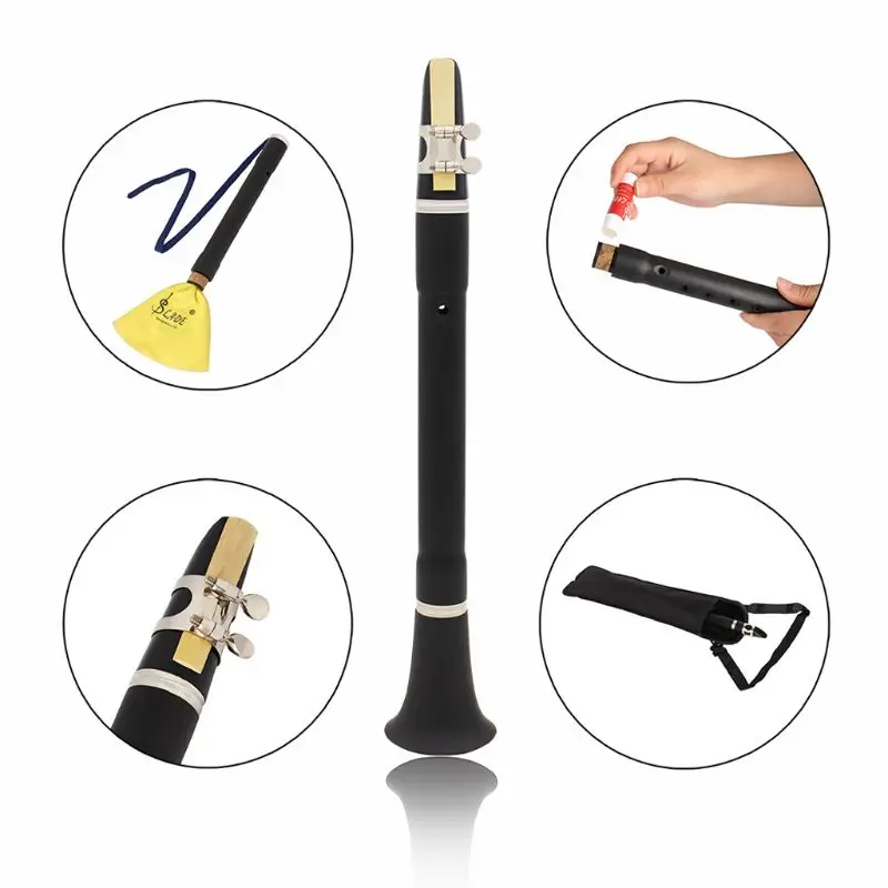 

1 Set Mini Bb B Flat Clarinet Clarionet Woodwind Instrument with Cleaning Cloth Grease Reeds Carrying Bag