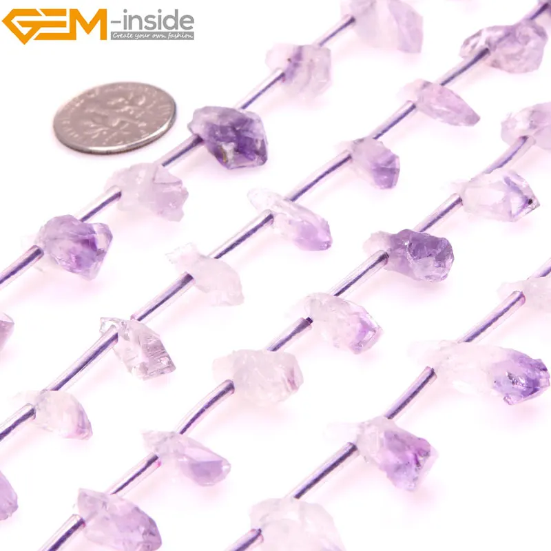Gem inside 7X18 7X24MM Natural Quartz Crystal Stick Side Drilled Beads