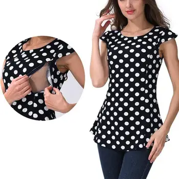 

Women's Maternity Nursing Wrap Top Layer Blouse T Women Maternity Fly Sleeve Dot Print Nursing Tops T-shirt For Breastfeeding A1