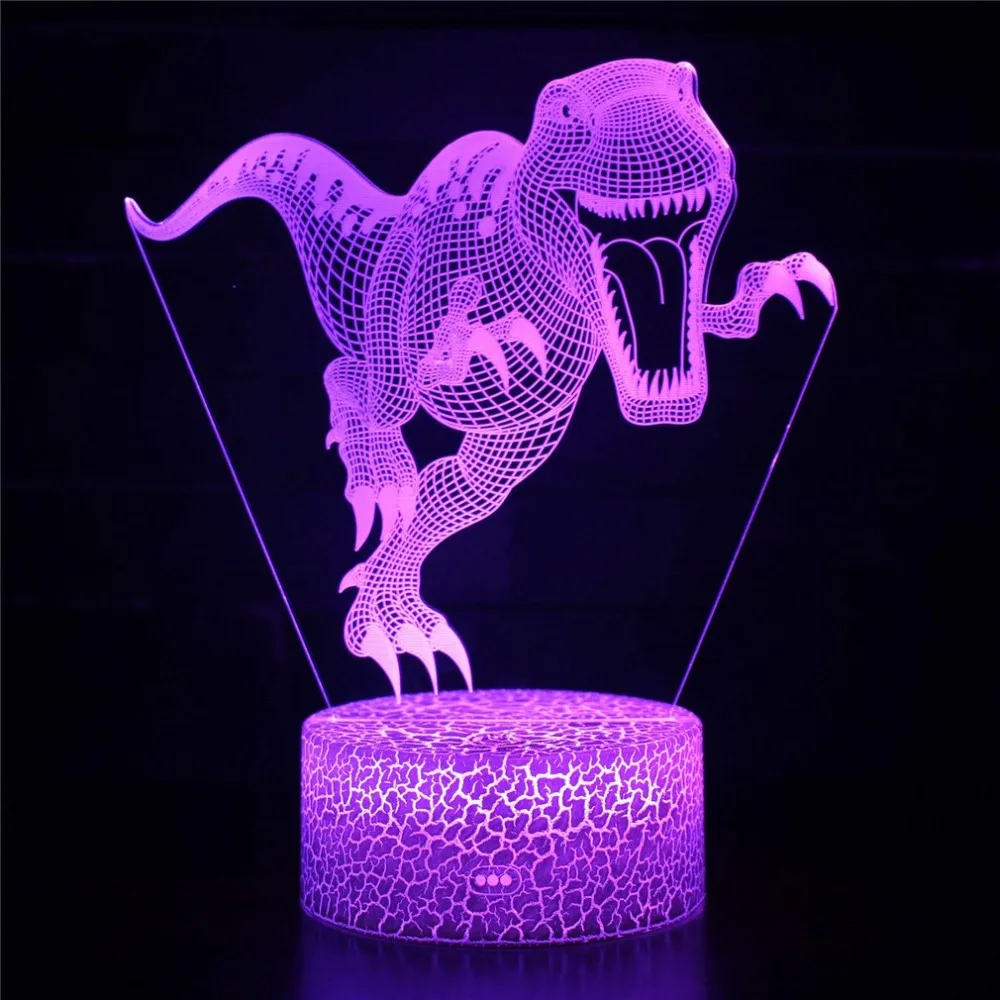 Acrylic 3d Dinosaur Tyrannosaurus Night Light Table Lamp 7 Colors Changing Desk Lamp 3d Novelty