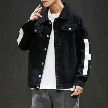 

Oversize M-5XL Brand Men Turn-down Collar Printing Letter X Cotton Jacket Casual Streetwear Cloth Harajuku Soft Men' Pocket Coat