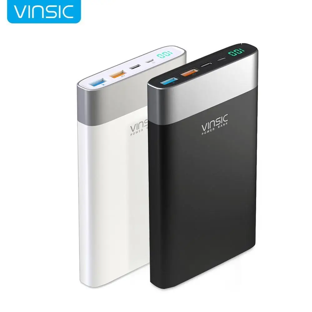 

Vinsic 20000mAh Power Bank Quick Charge 3.0 Two-way Fast Quick Charge Type-C Battery Charger for Xiaomi iPhone Samsung Huawei