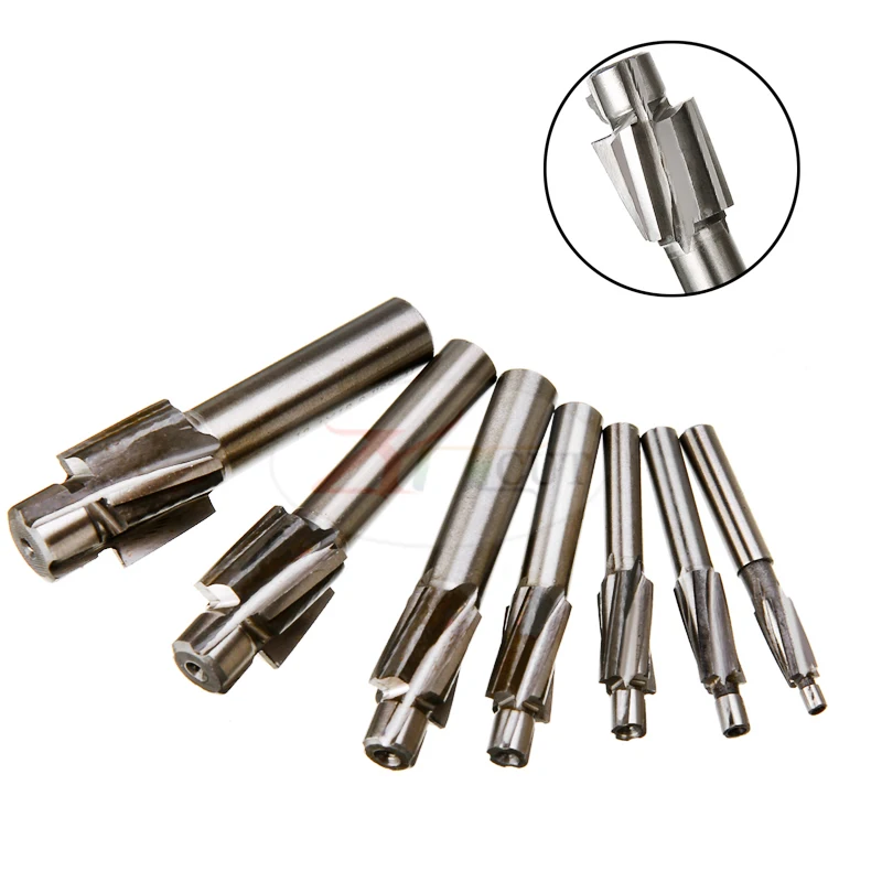 

7pcs/set M3.2-M12.4 HSS Counterbore End Mill High-speed steel countersunk milling cutter with guide post