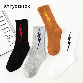 

New Fashion Autumn Winter Women Socks Cotton Cute Lightning Long Socks For Women Girl Calcetines Harajuku Skate Socks
