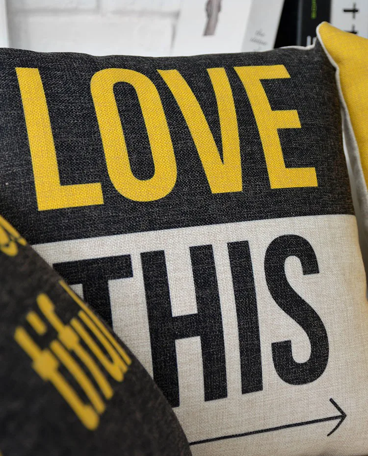 Nordic Стиль декоративные наволочки черно-желтый Подушка Чехол Love геометрический дивана Наволочка на подушку размером 45*45 см для дивана