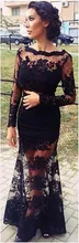 2015 Custom Made Fashion Sheer Backless Abendkleider Mit Langen Ärmeln Bodenlangen Spitze Brautkleider