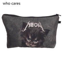 Who Cares Women Cosmetic Bag New Neceser Portable Make Up Bag 3D Printing Meow Cat Organizer Bolsa feminina Travel Toiletry Bag