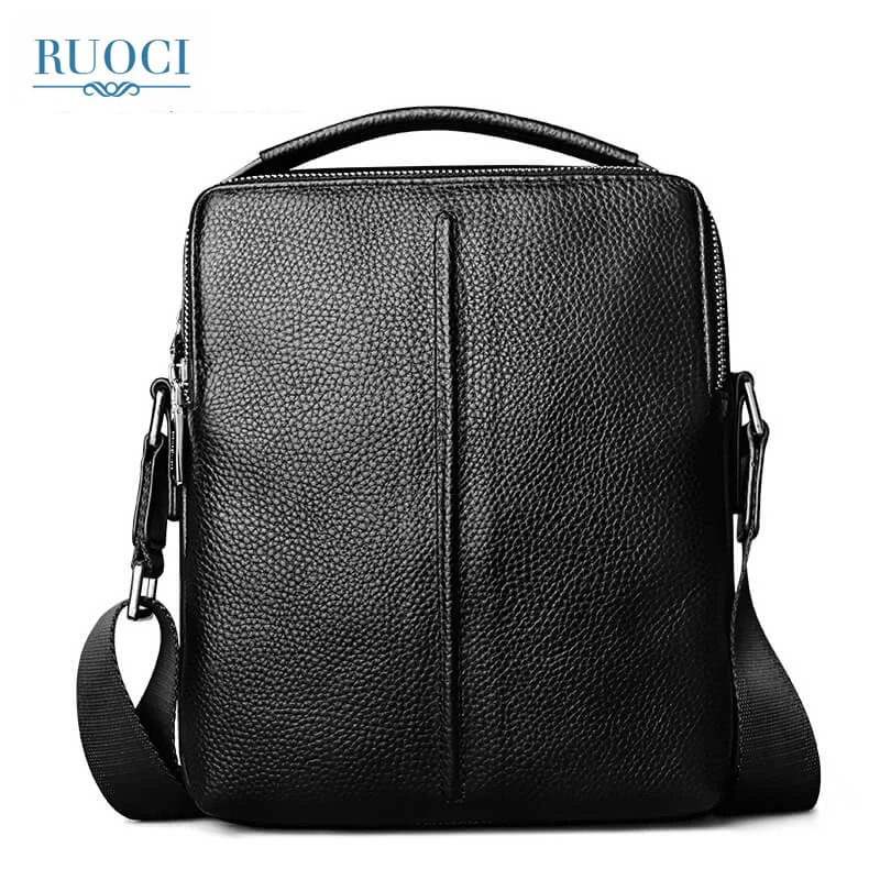 

RUOCI Genuine Leather Men Crossbody Shoulder Bags Hot Sale Male Small Man Fashion Men's Travel Messenger Bag New Black Handbags