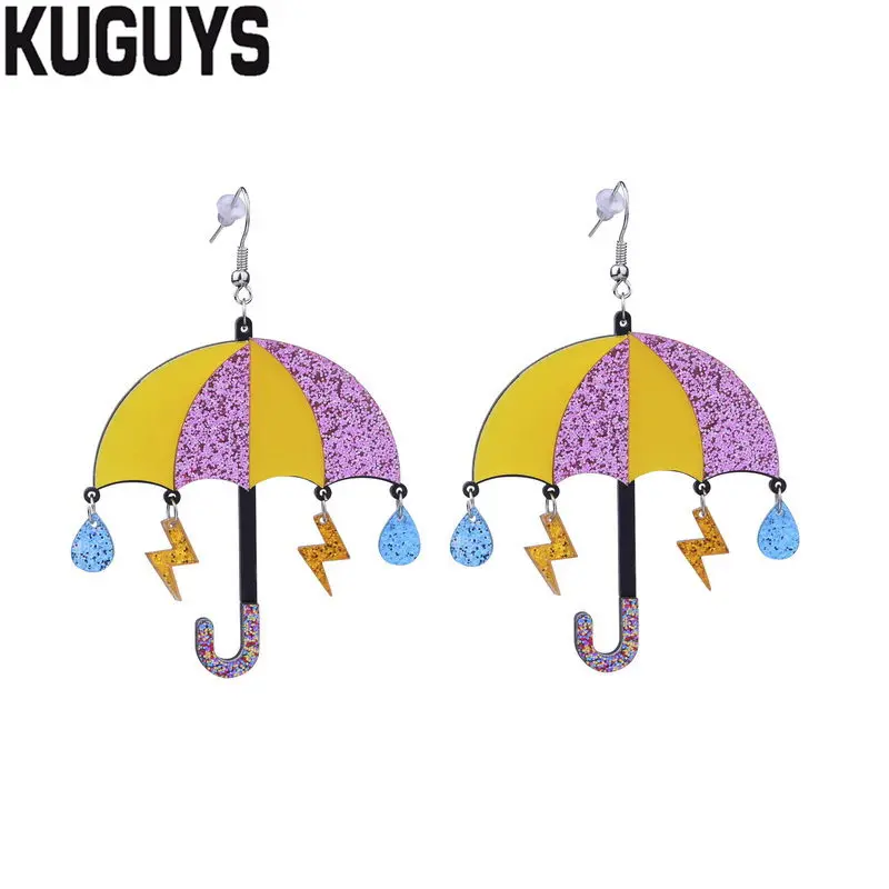 KUGUYS милые яркие Зонты серьги для женщин Акриловые геометрические серьги-капельки Модные украшения Oorbellen Brincos аксессуары