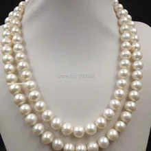AA 20-2" 2 ряда 11 мм белый пресноводный жемчуг ожерелье
