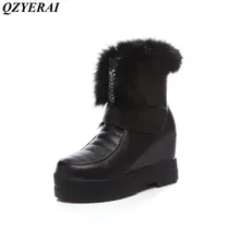 QZYERAI Winter warm super thick female boots snow boots women shoes real rabbit hair
