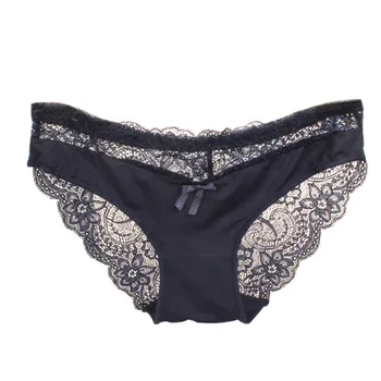 

2018 New Women's Sexy Lace Breathable Briefs Bow Transparent Lingerie Panties Female Low-Rise Underwear Cotton Intimates Panties