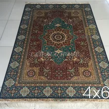 4'X6' 230 линия ручной работы Шелковый Восточный персидский ковер ручной работы шелковый ковер для украшения дома