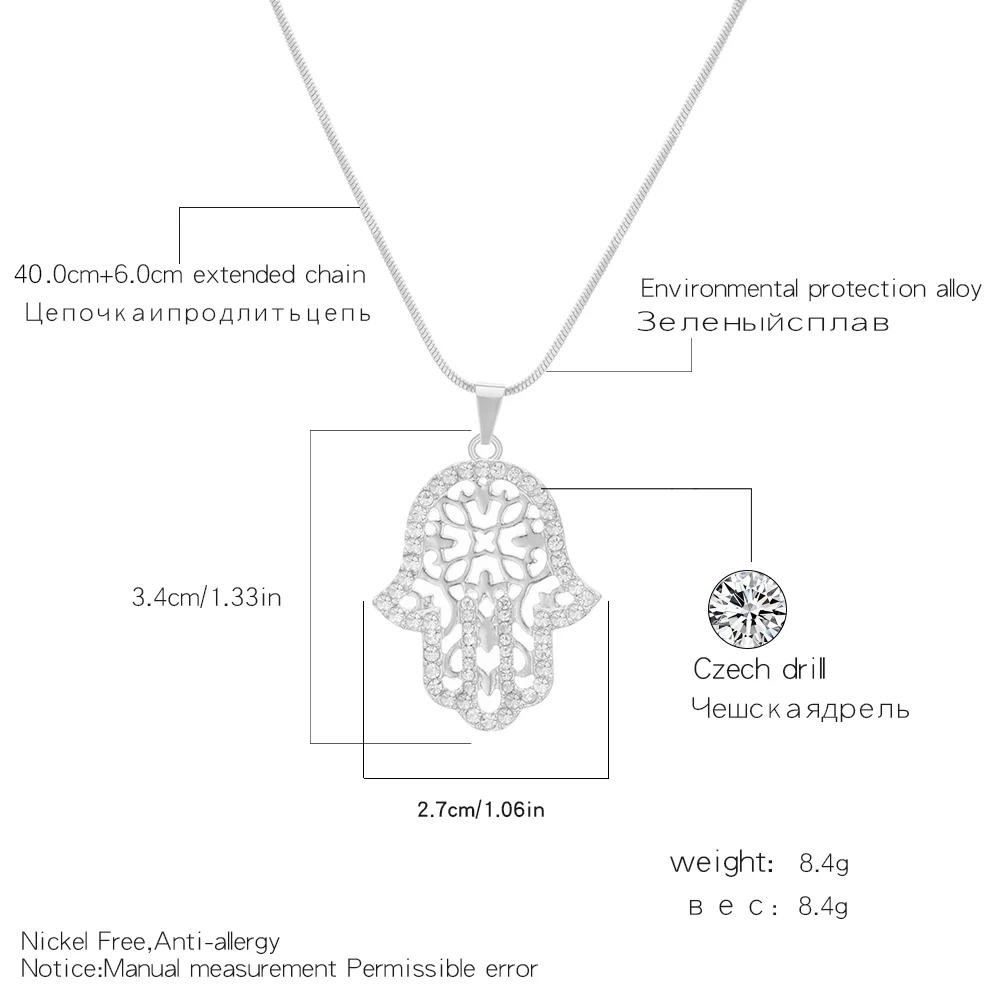 Ожерелье Фатимы ручной Хамса для женщин, серебряное, золотое, винтажное ювелирное изделие, подарок в богемном стиле, ожерелье с чешским кристаллом и подвесками
